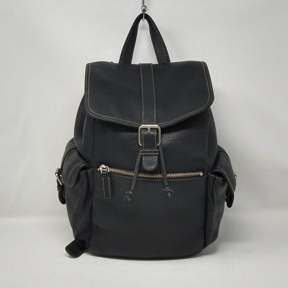 Unisex J. Crew Vintage Black Genuine Leather Handbag Backpack